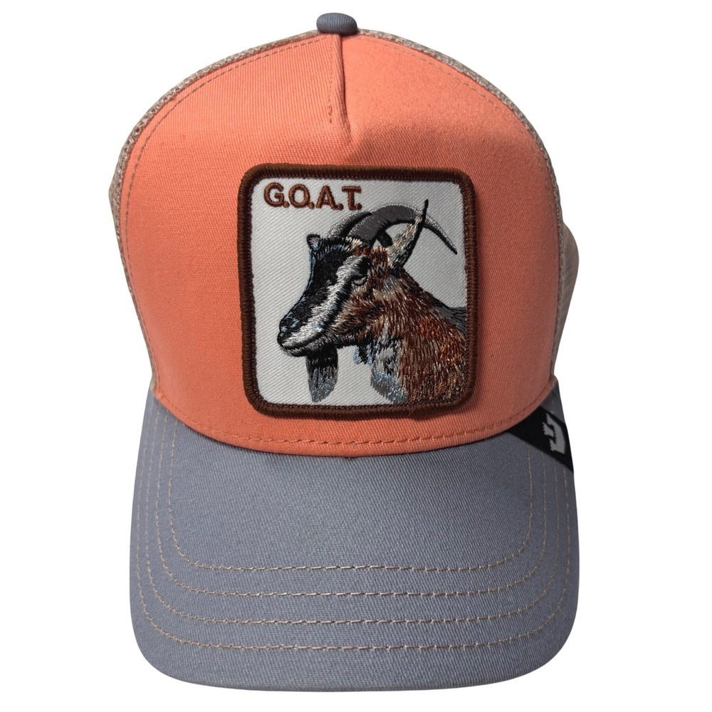 Goorin Bros the Farm Goat Trucker Hat Cap Coral Gray Mesh G.O.A.T Snapback Gift